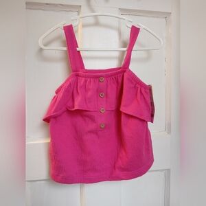 New 24m Girls Toddler Pink Tank Top Clothing Shirt Summer Ruffle Cute BNWT